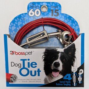 Guardian Gear Dog Tie Out 15ft Dogs Up To 60lbs Galvanized Steel Aircraft Cable